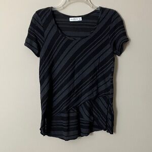 A&F Black Diagonal Striped Tee